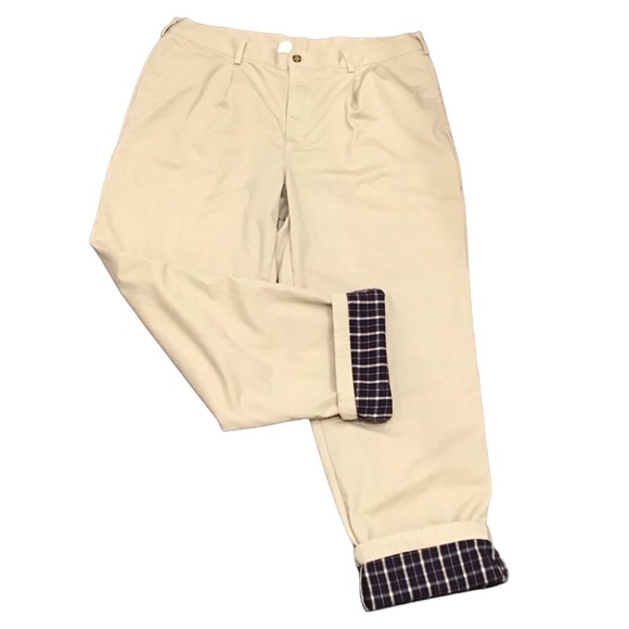 Vintage LL Bean Mens Flannel Lined Pants Size 42x34 Pleated Khakis Straight Leg - Picture 16 of 16